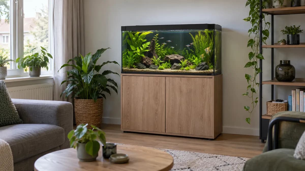 Een gevuld aquarium van 100 liter hoort op een onderkast die de hele voet ondersteunt.