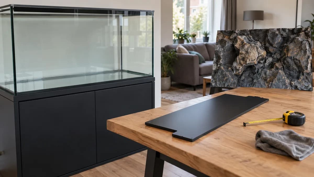 Bevestig de interne wand volgens de handleiding en voorkom dat vissen achter de wand vast kunnen raken. Sommige modellen mogen los worden geplaatst.