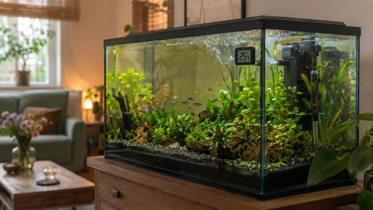 Een thermometer controleert de werkelijke watertemperatuur, niet alleen de instelling op de verwarmer.
