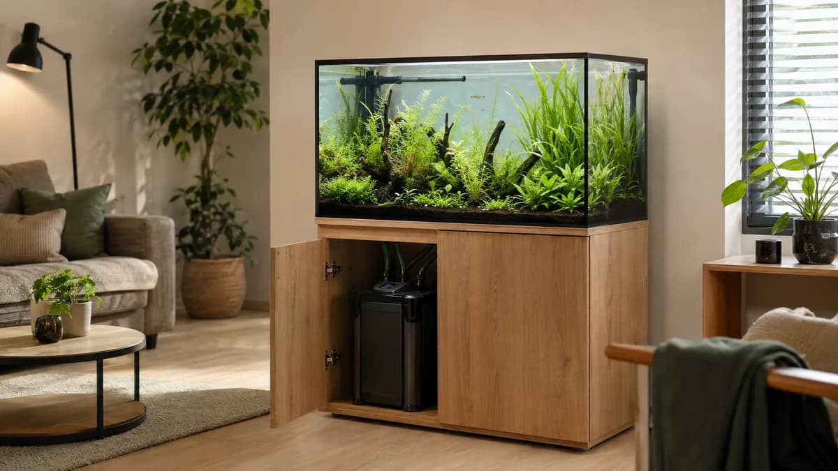 Een buitenfilter houdt techniek buiten beeld en biedt ruimte voor meerdere soorten filtermateriaal.