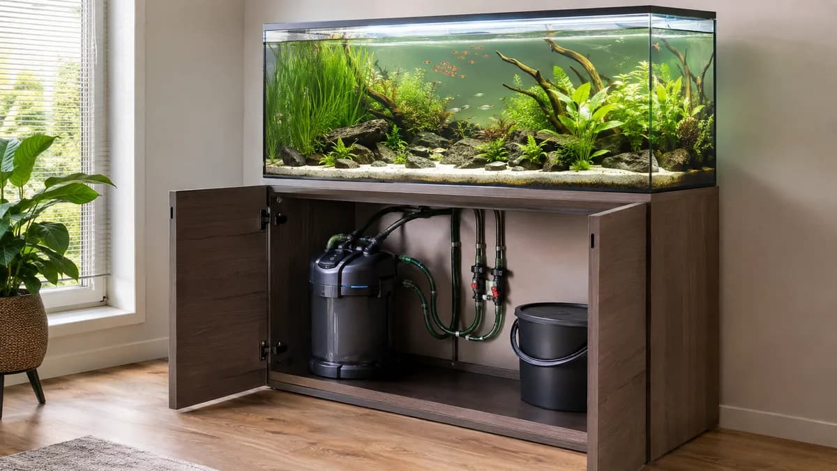 Bij een groter aquarium zijn bereikbare kranen en ruimte rond het filter minstens zo belangrijk als extra capaciteit.