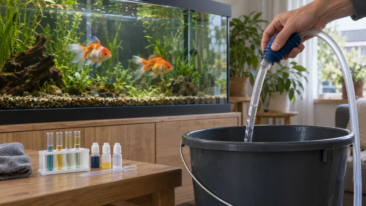 Wekelijks een deel van het water verversen houdt nitraat en voerresten onder controle.