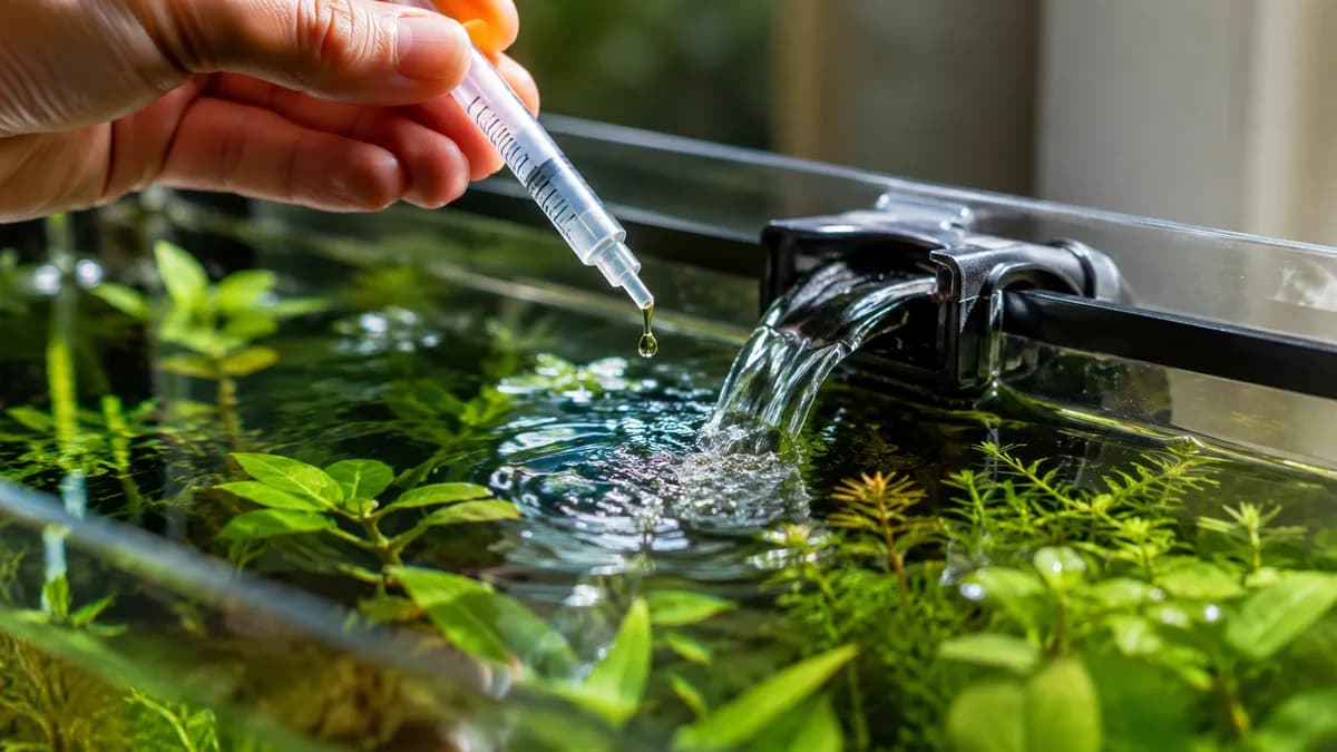 Meet een vloeibare dosis af en voeg die toe op een plek met rustige waterbeweging.